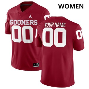 Women Custom Crimson Oklahoma Sooners #00 College Football Alumni Jersey 310805-627