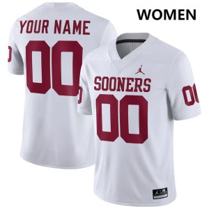 Womens Custom White Oklahoma Sooners #00 College Football Stitched Jerseys 738111-226