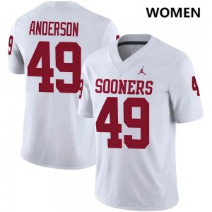 Women's Ben Anderson White Oklahoma Sooners #49 College Football Stitched Jerseys 838649-963