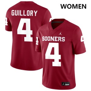 Womens Courtland Guillory Crimson Oklahoma Sooners #4 College Football Stitched Jersey 613717-156