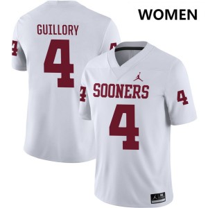 Women's Courtland Guillory White Oklahoma Sooners #4 College Football High School Jerseys 181273-949