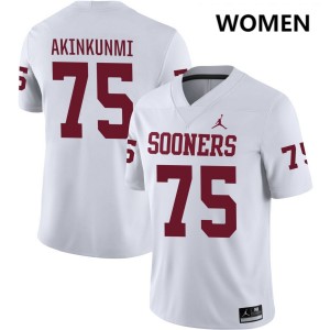 Women Daniel Akinkunmi White Oklahoma Sooners #75 College Football Player Jersey 197666-876
