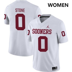 Womens David Stone White Oklahoma Sooners #0 College Football University Jersey 563323-117
