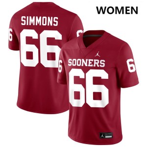 Womens Derek Simmons Crimson Oklahoma Sooners #66 College Football Game Jerseys 252085-922