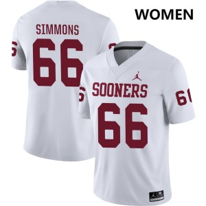 Womens Derek Simmons White Oklahoma Sooners #66 College Football University Jerseys 381135-176