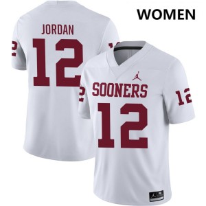 Women's Devon Jordan White Oklahoma Sooners #12 College Football Stitched Jerseys 889123-462