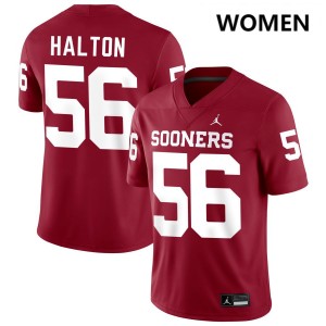 Womens Gracen Halton Crimson Oklahoma Sooners #56 College Football Limited Jerseys 933712-625