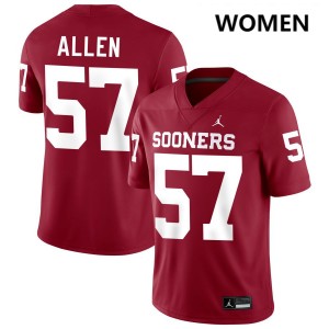 Women Gunnar Allen Crimson Oklahoma Sooners #57 College Football High School Jerseys 401137-204