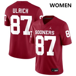 Women Jacob Ulrich Crimson Oklahoma Sooners #87 College Football Limited Jerseys 374996-522