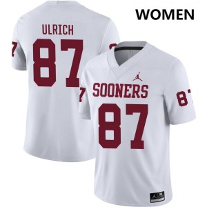 Womens Jacob Ulrich White Oklahoma Sooners #87 College Football Embroidery Jersey 947863-239