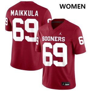 Women's Jake Maikkula Crimson Oklahoma Sooners #69 College Football Player Jerseys 958983-980