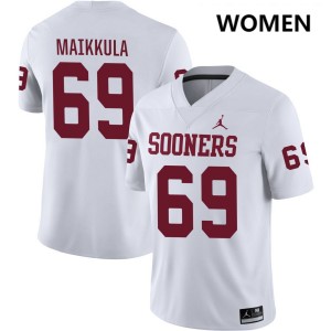 Women's Jake Maikkula White Oklahoma Sooners #69 College Football 2025 Jersey 411125-652