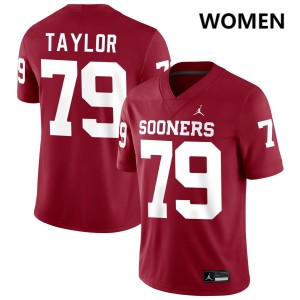 Women Jake Taylor Crimson Oklahoma Sooners #79 College Football 2025-26 Jersey 220172-863