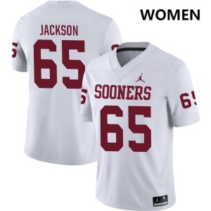 Women's Jayden Jackson White Oklahoma Sooners #65 College Football 2025-26 Jerseys 403837-711