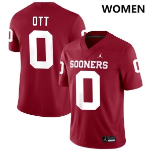 Women Jaydn Ott Crimson Oklahoma Sooners #0 College Football Stitched Jersey 369995-814