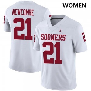 Women Jeremiah Newcombe White Oklahoma Sooners #21 College Football Player Jerseys 999254-719