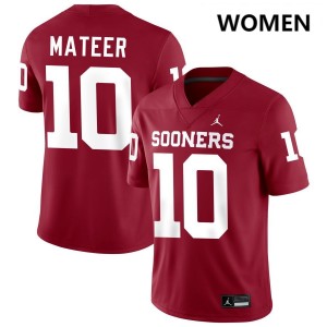 Womens John Mateer Crimson Oklahoma Sooners #10 College Football Alumni Jersey 521456-188