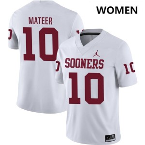 Womens John Mateer White Oklahoma Sooners #10 College Football NCAA Jersey 275304-907