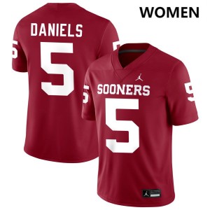 Womens Kendal Daniels Crimson Oklahoma Sooners #5 College Football Embroidery Jersey 437423-776