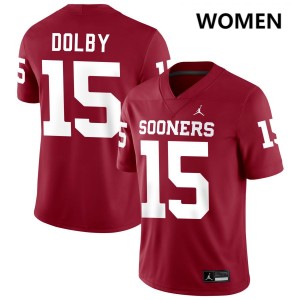 Women's Kendel Dolby Crimson Oklahoma Sooners #15 College Football NCAA Jerseys 944258-414