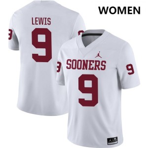 Women Keontez Lewis White Oklahoma Sooners #9 College Football Replica Jerseys 129381-471