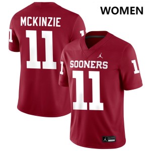 Womens Kobie McKinzie Crimson Oklahoma Sooners #11 College Football High School Jerseys 693148-427