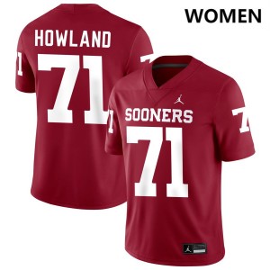 Womens Logan Howland Crimson Oklahoma Sooners #71 College Football Player Jersey 141633-445