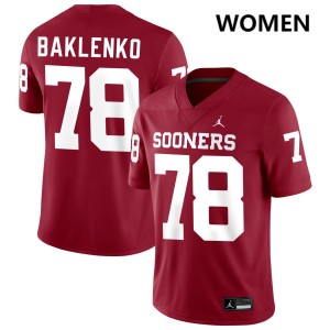 Women's Luke Baklenko Crimson Oklahoma Sooners #78 College Football University Jerseys 923334-457