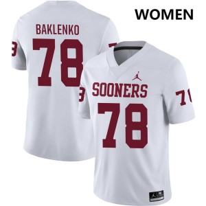 Women Luke Baklenko White Oklahoma Sooners #78 College Football 2025 Jerseys 349652-519