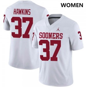Women Maliek Hawkins White Oklahoma Sooners #37 College Football Alumni Jerseys 585015-368