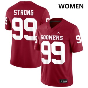 Womens Markus Strong Crimson Oklahoma Sooners #99 College Football Official Jersey 627778-288