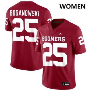 Womens Michael Boganowski Crimson Oklahoma Sooners #25 College Football Replica Jersey 410575-839