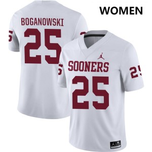 Women Michael Boganowski White Oklahoma Sooners #25 College Football Player Jerseys 967424-585