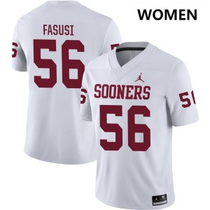 Women Michael Fasusi White Oklahoma Sooners #56 College Football Replica Jerseys 363567-882