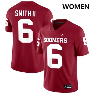 Women Nigel Smith II Crimson Oklahoma Sooners #6 College Football 2025-26 Jersey 871398-350