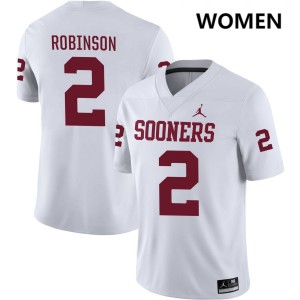 Women Omarion Robinson White Oklahoma Sooners #2 College Football Embroidery Jersey 897194-553