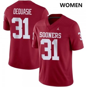 Women Reed DeQuasie Crimson Oklahoma Sooners #31 College Football Stitched Jersey 568692-939