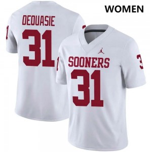 Women's Reed DeQuasie White Oklahoma Sooners #31 College Football High School Jerseys 364154-798