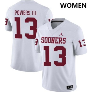Womens Reggie Powers III White Oklahoma Sooners #13 College Football Game Jerseys 737099-929