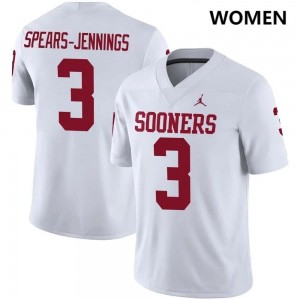 Women's Robert Spears-Jennings White Oklahoma Sooners #3 College Football Alumni Jersey 160032-737