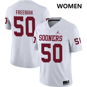 Women's Seth Freeman White Oklahoma Sooners #50 College Football Stitched Jersey 617175-920