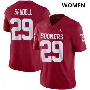 Women Tate Sandell Crimson Oklahoma Sooners #29 College Football 2025 Jerseys 179126-938