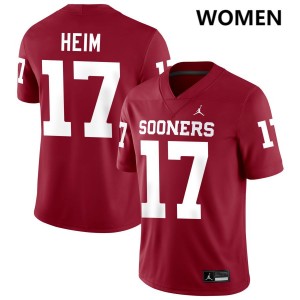 Women Taylor Heim Crimson Oklahoma Sooners #17 College Football Official Jersey 983265-734