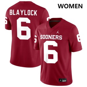 Womens Tory Blaylock Crimson Oklahoma Sooners #6 College Football NCAA Jersey 416570-534