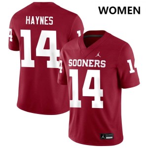 Women's Trystan Haynes Crimson Oklahoma Sooners #14 College Football University Jerseys 888784-174