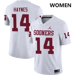 Women's Trystan Haynes White Oklahoma Sooners #14 College Football High School Jerseys 618941-820