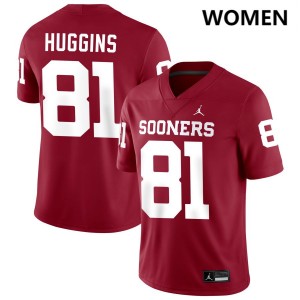 Women Will Huggins Crimson Oklahoma Sooners #81 College Football Limited Jersey 305028-678