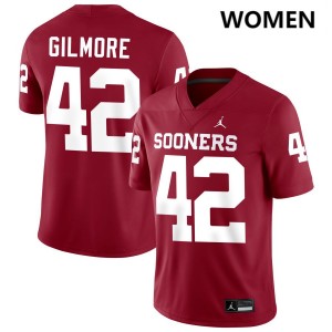 Women Wyatt Gilmore Crimson Oklahoma Sooners #42 College Football High School Jersey 908949-659