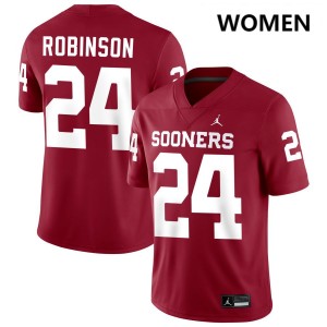 Women Xavier Robinson Crimson Oklahoma Sooners #24 College Football Official Jerseys 879889-150