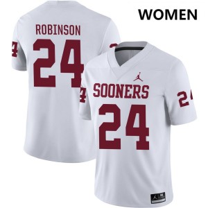 Womens Xavier Robinson White Oklahoma Sooners #24 College Football University Jerseys 999324-794
